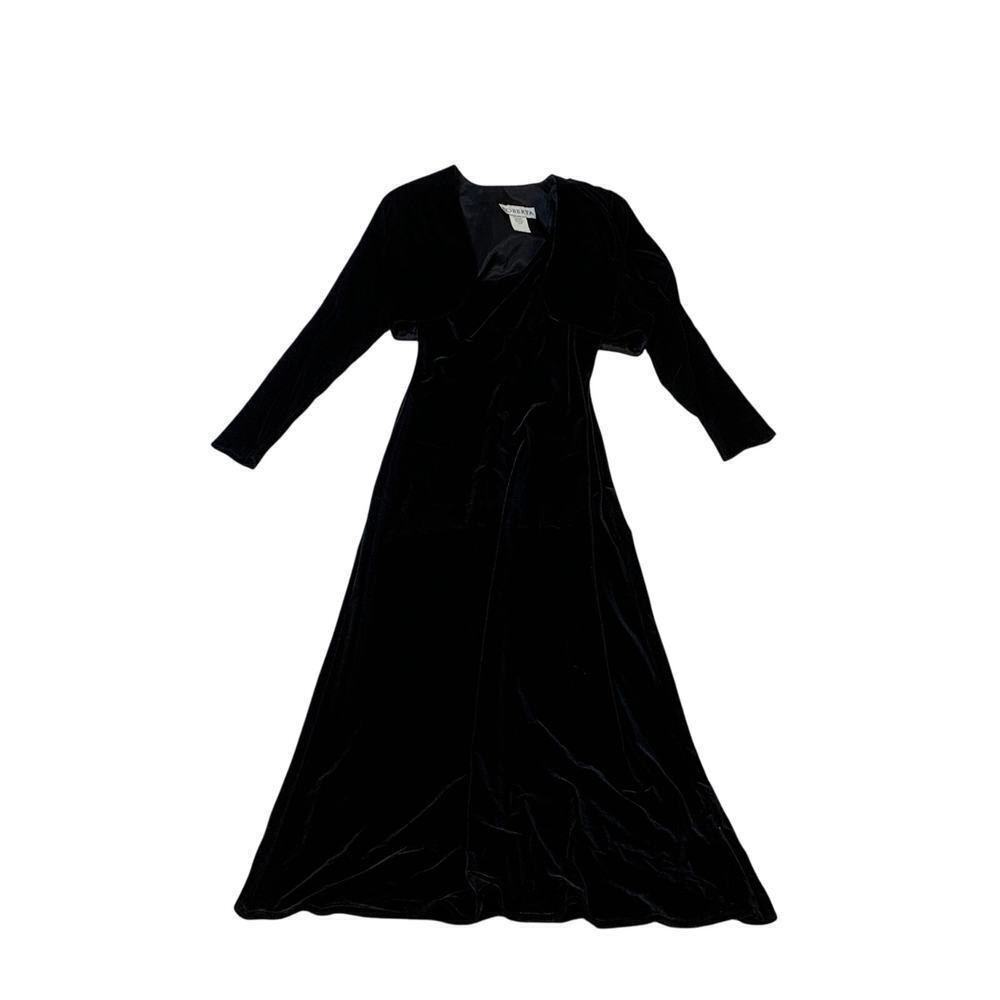 Vintage 90s Black Velvet One Shoulder Evening Dress and Bolero Jacket  Size L